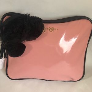 Jessica Simpson lovely pink black cosmetic bag new